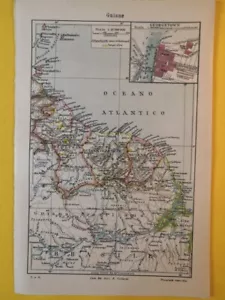 1907 GUYANA VINTAGE MAP Caribbean South America Vintage Geographical C19-9 - Picture 1 of 3