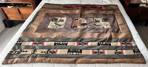 NEW 66x63 Handmade Rustic Southwest Nat'l Parks Bears Faux Leather Throw Blanket - Picture 1 of 8