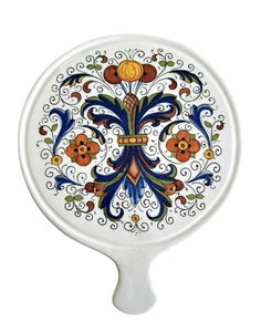 Ceramica Cuore Käsebrett Untersetzer blau gelb Blumen Deruta Charcuterie Italien - Bild 1 von 8
