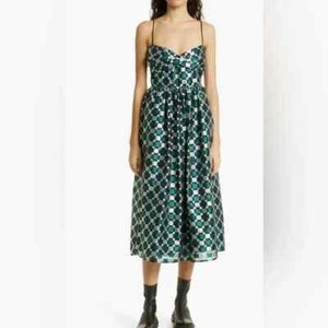 Stine Goya Arya Metallic Jacquard Check Satin Dress Size Medium $500 - Picture 1 of 5