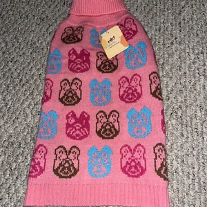 BeautyZoo Dog Sweater Medium Pink Dog Faces New With Tags - Picture 1 of 5