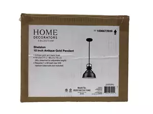Home Decorators Shelston 1-Light Antique Gold+Black Pendant with Metal Shade - Picture 1 of 3