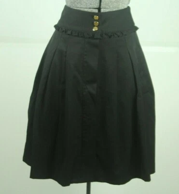 Cynthia Steffe Full Skirt Ruffle Size 4 Black Gold Button Pockets - Image 1 of 4