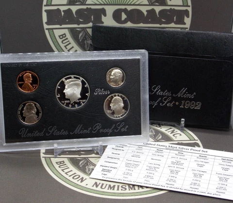1992 "S" U.S. Mint SILVER Proof Set (5 Coin) Black Box Unc PROOF ECC&C, Inc Cover