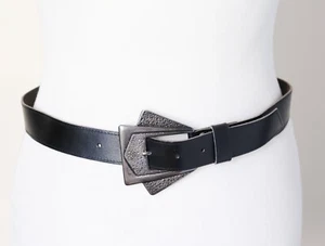 Cinturón negro de cuero sintético vintage de los años 90 - pequeño - Imagen 1 de 7