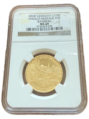 Germany 2004 F Gold 1/2 oz 100 Euro NGC MS69 Unesco Heritage Site Bamberg - Image 1 of 2