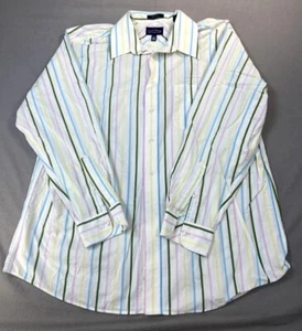 Club Room Shirt Mens 17 1/2 White Pastel Striped Long Sleeve Button up (34 35) - Picture 1 of 16
