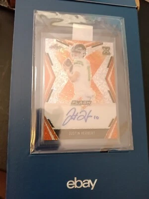 Justin Herbert 2020 Leaf Flash Orange Auto Rookie RC 10/10 SSP Wow See Pictures - Image 1 of 4