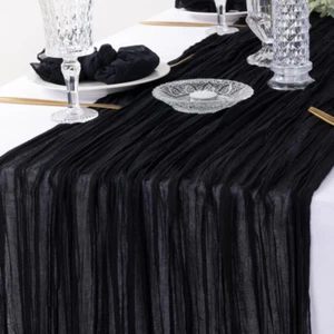 Black Halloween Cheesecloth Table Runner Boho Gauze Fall Table Runner 120 Inches - Picture 1 of 6