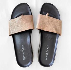 Nuovi sandali Donald Pliner oro slides donna 7,5 plateau fiji marrone zeppa metallizzata - Foto 1 di 9