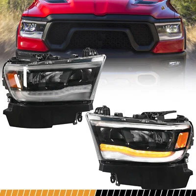 Pair For Dodge RAM 1500 2019-2024 Full LED DRL Reflector Headlight Headlamp Assy - Image 1 of 4