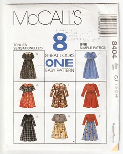 McCalls 8404 Girls Dress 8 Looks With Pockets 10-12-14 Easy Sewing Pattern UNCUT - Picture 1 of 2