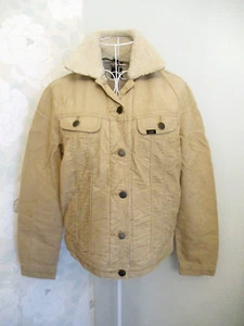 Lee women's tan Sherpa Rider borg lined corduroy short jacket size M BNWT - Picture 1 of 13