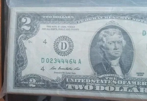 Series 2009 2$ Bill Over ink Error "Blue" Banknote D02344464 A - Picture 1 of 2