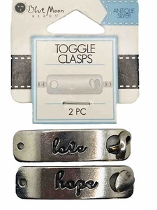 Blue Moon XL Breast Cancer Awareness Toggle Clasp Antique Silver - Picture 1 of 2