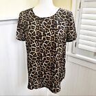 Chelsea & Theodore Leopard Print Short-Sleeve Blouse Small NWT $48 Retail