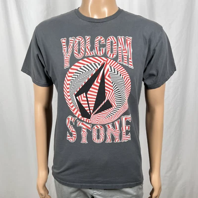 Volcom Men's Medium Gray/Red Abstract Striped Stone Logo Short Sleeve T-Shirt - Image 1 of 4
