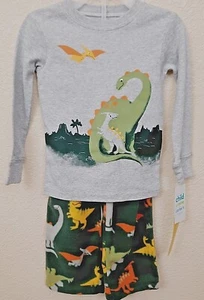 Carter's 2 teiliges Pyjama Set Langarm Hose Grün Grau Dinosaurier Neu 5K12 - Bild 1 von 9
