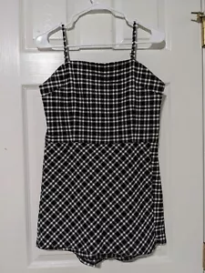 Black And White Plaid Spaghetti Strap Romper By: Justify | Size Lg - Picture 1 of 9