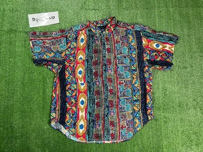 1990 Vintage GUESS Shirt Size 3 USA Georges Marciano Red Aztec White Colors Rare - Image 1 of 4