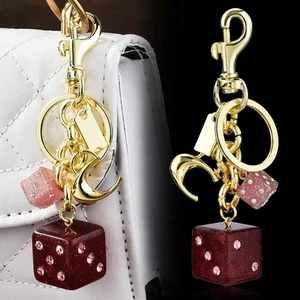 NWT Coach Dice Cluster Bag Charm Keychain Gold Pink Glitter Resin - Picture 1 of 6