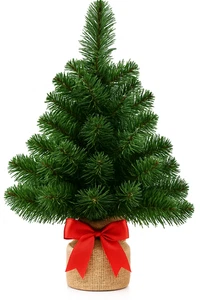 Künstlicher Mini Weihnachtsbaum mit roter Schleife | kleiner Christbaum Tisch - Bild 1 von 7