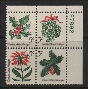 U.S. 1964 Christmas 5 cent Mint MNH Block of 4 Plate Block Scott # 1257b .. - Picture 1 of 1