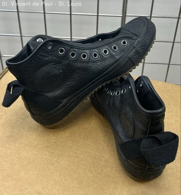匡威 Converse Chuck Taylor Hollis 黑色皮革高帮鞋 132387C - 男式 7.5/Wom 9.5 — 第 1/4 张图片
