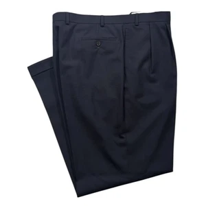 Ralph Lauren Mens Blue Wool Dress Pants 40x32 Pleated Cuffed Straight Trousers - Picture 1 of 7