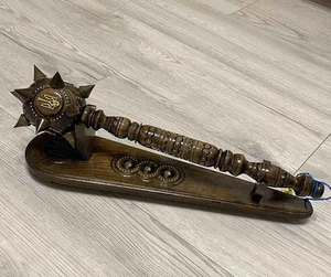 Souvenir Mazza in legno su supporto con un Tridente intagliato a mano, 50 cm - Foto 1 di 9
