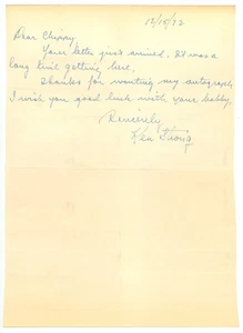 KEN STRONG signed 1972 ALS Brief NY FOOTBALL GIANTS HOF - Bild 1 von 2