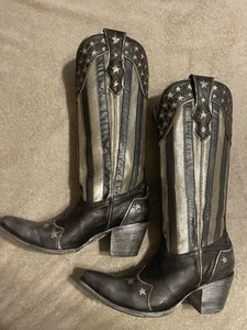 Old Gringo Black Silver Patriotic Star Boots 9 B New NIB - Picture 1 of 5