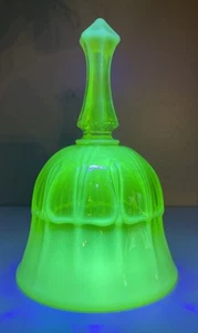 Fenton Sydenham Vaseline Glass Yellow Opalescent Bell Uranium Glows - Picture 1 of 9