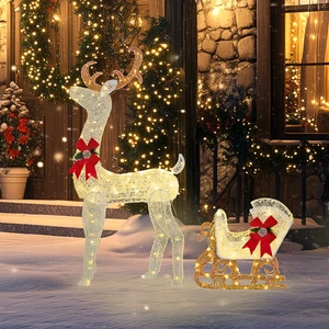 Light up Reindeer & Sleigh Christmas Decoration W/ 170 LED Lights - Picture 1 of 12