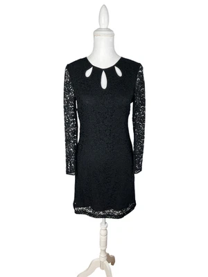 Vestido Juicy Couture Negro Encaje Mangas Largas Corte Lágrima Talla 2 Foto 1 de 4