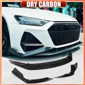 For Audi RS6 RS7 C8 Avant 2019-24 DRY CARBON Front Bumper Lip Spoiler Splitters - Picture 1 of 16