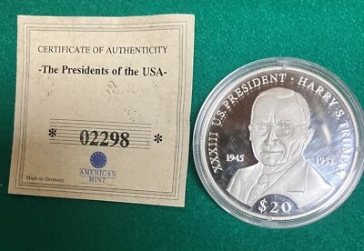 Harry Truman Commemorative Coin 20.00 New. - Image 1 of 4