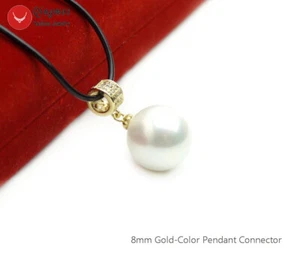 16 mm Collar Colgante de Perlas con Caparazón de Mar Blanco para Mujer y Cuerda de Cuero Negro n6520 - Imagen 1 de 4