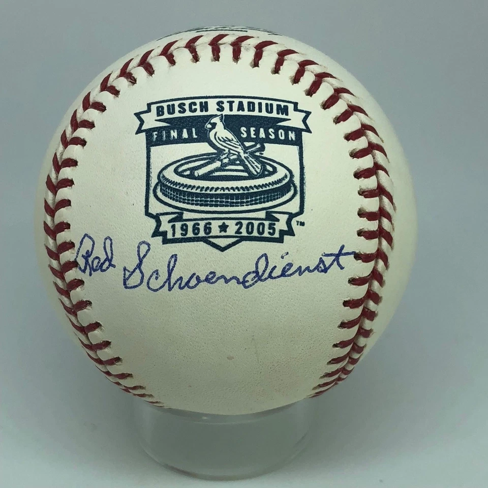 Red Schoendienst signed Rawlings Cardinals Busch Stadium Logo Baseball JSA A423 - Image 1 of 1