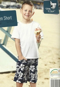 Jungen Short 100% Baumwolle Shorts blau /weiß Blumenmuster kurze Hose Bermuda - Bild 1 von 1