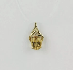 14k Yellow Gold and Oval Citrine Slider Pendant - Foto 1 di 2