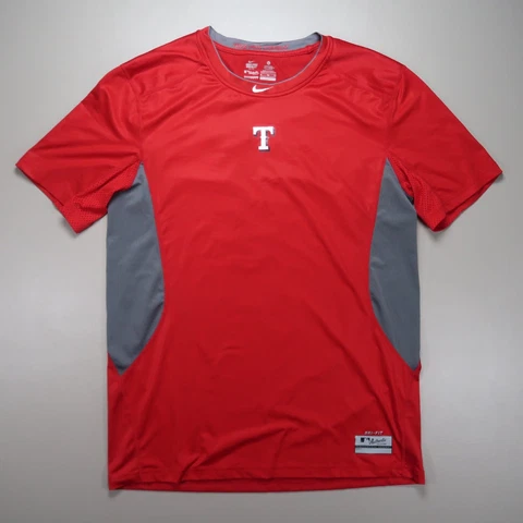 Texas Rangers Shirt Mens Extra Large Red Pro Combat Fitted Stretch Short Sleeve Cover