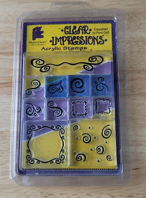 Provo Craft CLEAR IMPRESSIONS ACRYLIC STAMPS Clear View 35-9264 NIP - Image 1 of 2