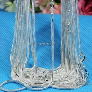 Venta al por mayor 10 piezas Collar Cadena de Serpiente de Plata Esterlina Sólida Plt 1 mm 16-30 pulgadas - Imagen 1 de 5