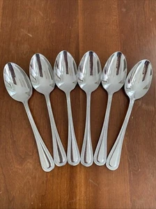 Mikasa Stainless Oval Place Soup Spoons Set Of 6 Regent Bead Flatware Vietnam - Picture 1 of 6