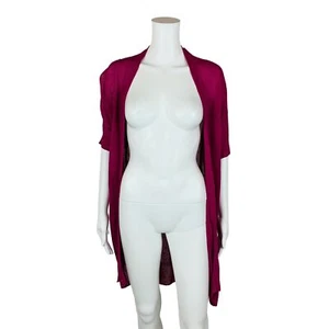New York & Company Hot Pink Open Linen Sweater Duster Cardigan L - Picture 1 of 7