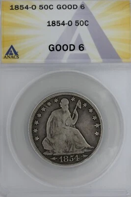 1854-O  .50  ANACS   G 6    1800's Half Dollar, Liberty Seated Half  - Image 1 of 2