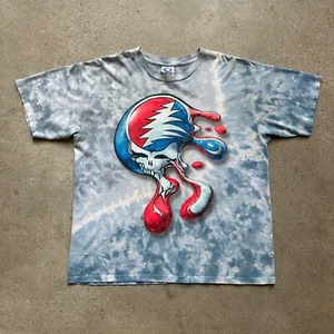 Vintage Grateful Deal Liquid Blue White Tag Tie Dye Shirt - Picture 1 of 6