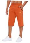  Men's Capri Shorts Quick Dry Below Knee 3/4 Capri Pants with Zipper 34 Orange