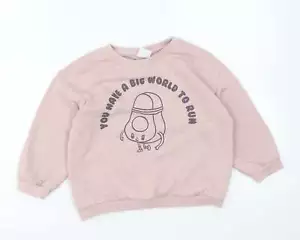Zara Womens Pink Polyester Blend Sweatshirt Size 4 - You Have A Big - Picture 1 of 12